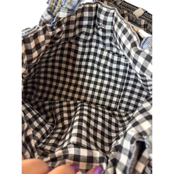 Homemade Denim & Gingham Tote Bag With Heart Pocket Stitching - Picture 5 of 10